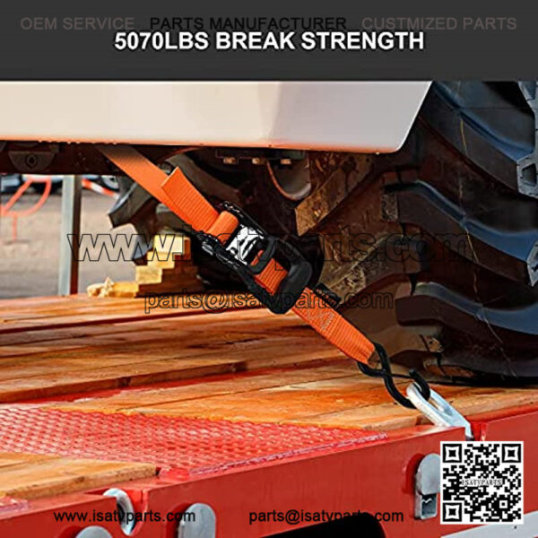 Heavy Duty 5070Lbs Breaking Strength Tie Down Straps Includes - (4) 1.6" x 8' Premium Cargo Tiedowns & 4 Soft Loop Straps + Ergonomic Padded Handles & Coated Chromoly S-Hooks - Image 5