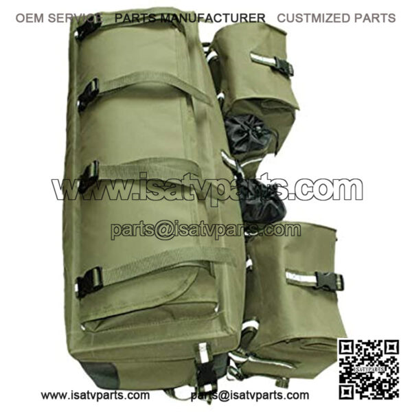 ATV Cargo Bag Rear Rack Gear Bag 600D Waterproof Oxford with Reflective Stripe Topside Bungee Tie-Down Storage Padded-Bottom Multi-Compartment Camo All Purpose Rear Seat Bag - Image 3