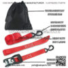 Heavy Duty Ratchet Tie Down Straps - 5208Lb Break Strength - 1.5" x 14 Ft - for Safely Move Your Motorcycle and Cargo on Car, Truck, Trailer - Includes 4 Soft Loop Straps - Red(4 Pack) - Image 2