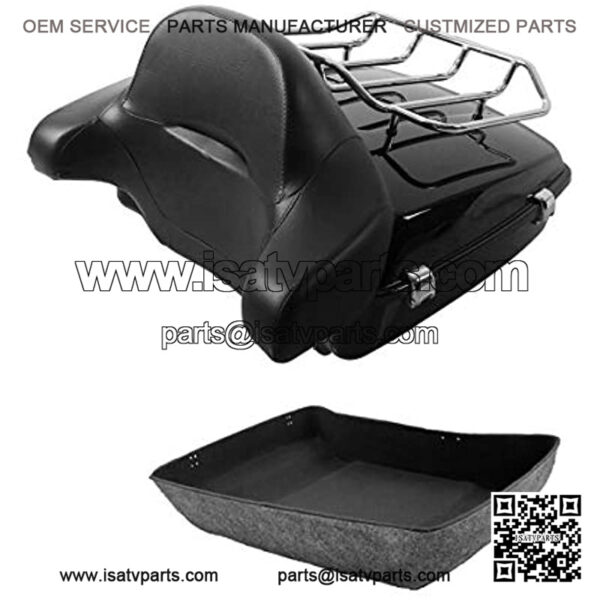 Chopped Tour Pack Pak Trunk Backrest & Top Luggage Rack Fit For Harley 2014-2020 Touring Road King FLHR Street Electra Glide Ultra-Classic FLHTCU FLHTK FLTRX FLTRXS FLTRU FLHT Vivid Black 2019