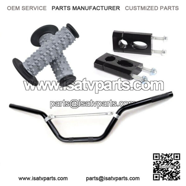 7/8" 22mm ATV Handle Bar + Grips + Clamp Mount Adapter Riser Dirt Bike 110-125CC