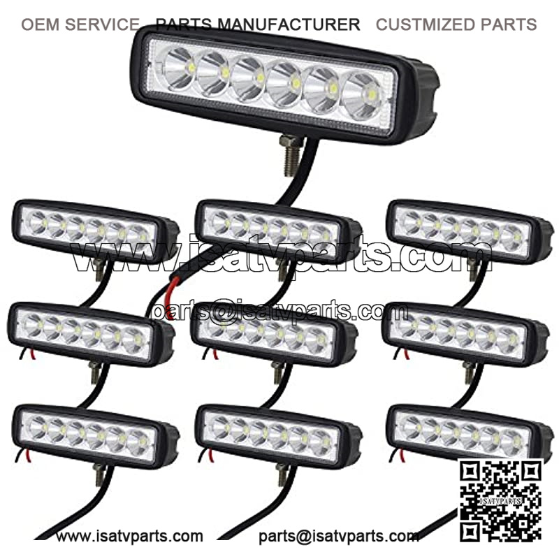 10 Pieces 6 inch 18W LED Work Light Bar for Truck Car ATV SUV 4X4 Jeep Truck Driving Lamp