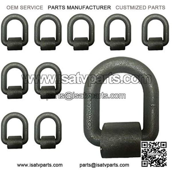 Mega Cargo Control 1" Long Type Weld-On D Rings (10-Pack) | Heavy-Duty Forged Steel Tie Down Anchor w/Bracket for Flatbed Trucks & Trailers WLL: 15,000