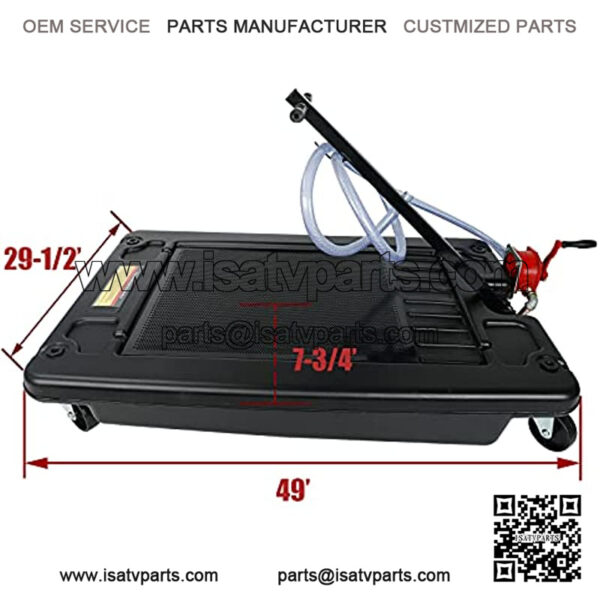 Low Profile Oil Drain Pan Portable 17 Gallon for Truck Car with Pump 8' Hose - Image 4
