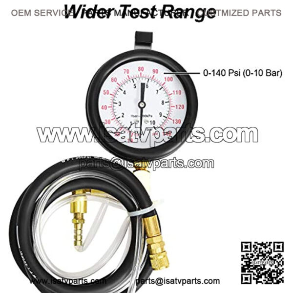 Profession Fuel Pressure Test Kit, 0-140PSI/10 Bar Fuel Injection Pressure Gauge Tester w/Complete Adapters, Dual Scale, Flex Hoses, Fittings, Lower Oil Warning Devices for Trucks, Cars, ATVs - Image 4