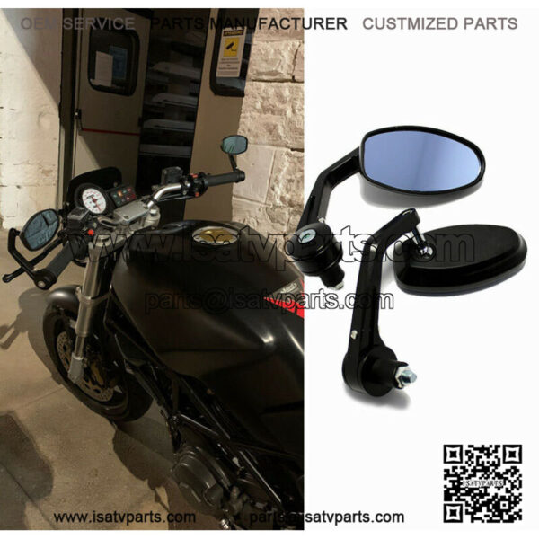 Motorcycle 7/8" Handle Bar End Mirrors Black For Chopper Bobber Cafe Racer ATV - Image 2