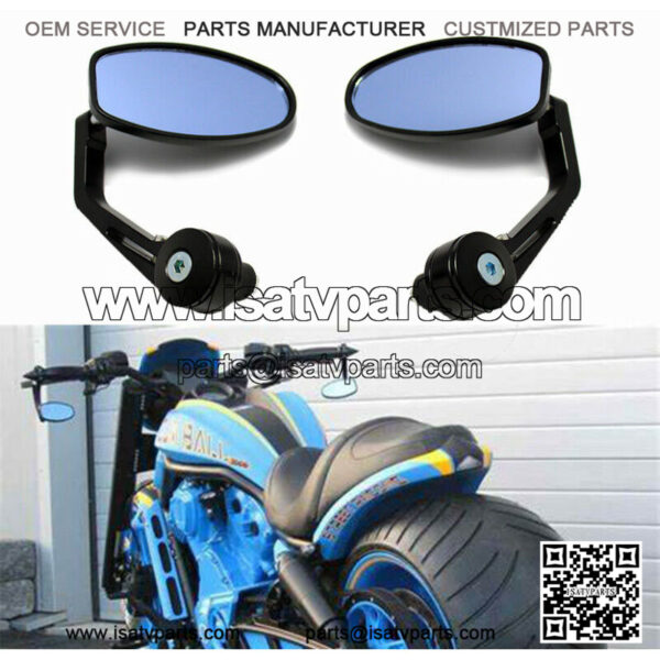Motorcycle 7/8" Handle Bar End Mirrors Black For Chopper Bobber Cafe Racer ATV - Image 3