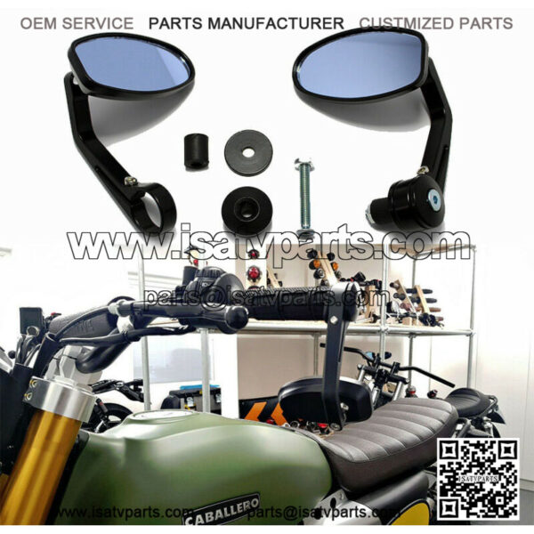 Motorcycle 7/8" Handle Bar End Mirrors Black For Chopper Bobber Cafe Racer ATV - Image 4