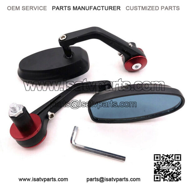 Motorcycle ATV Scooter 7/8" 22mm Handle Bar End Rearview Side Mirrors Aluminum - Image 4