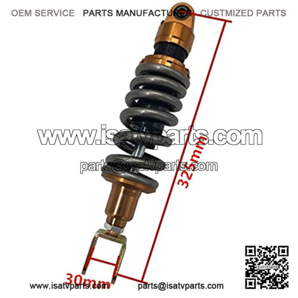 Suspension Shock 12mm Spring 325MM Fork Clevis Motorcycle Rear Shock Absorber for ATV Fit 310-330mm 1 Pcs for Bike ??car (Color : 325B Gold) - Image 2