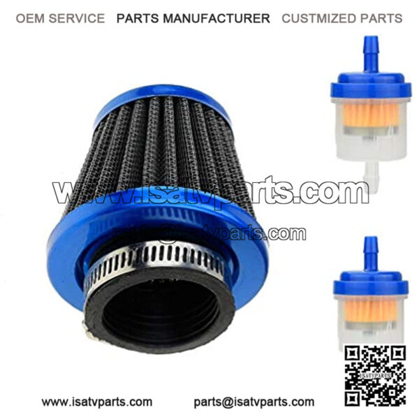 38mm 1 1/2" Blue Air Filter With Two 5mm Gas Fuel Filter for for Lifan 125cc Apollo 125 110cc Dirt Pit Bike GY6 49cc 50cc taotao ATM50 Moped Scooter 110cc 150cc 200cc Motorcycle ATV Quad