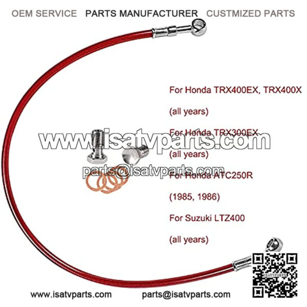 TRX300EX Rear Brake Lines Line Kit ATV Red For Honda TRX400EX, TRX400X, TRX300EX (ALL YEAR), ATC250R (1985, 1986), For Suzuki LTZ400 - Image 3