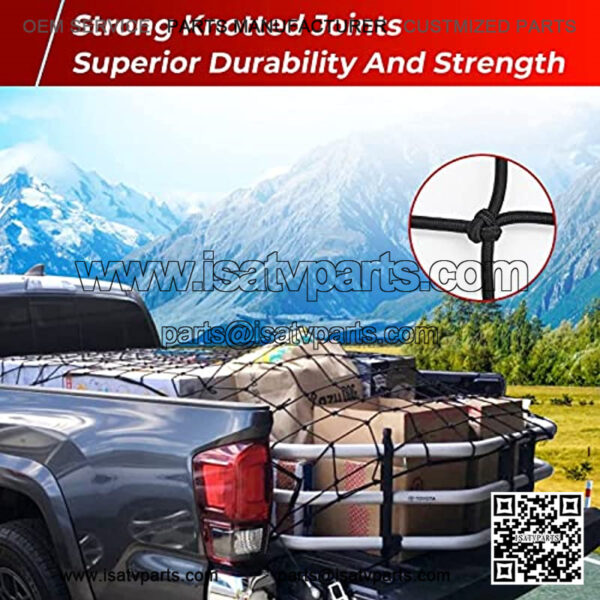 Truck Pickup Bed Cargo net, Roof Rack Cargo Net, 5??X7?? Heavy Duty Bungee Cargo Net Stretches to 10' x 14?? for Trailer Pickups SUVs, with 12 Metal Carabiners, Storage Bag. - Image 5