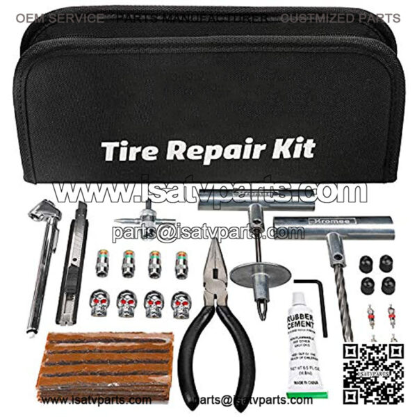 56 Pieces Tire Repair Tools Kit for Car, Trucks, Motorcycle, ATV, RV Universal Emergency Flat Tire Puncture Repair Patch Set with Portable Bag