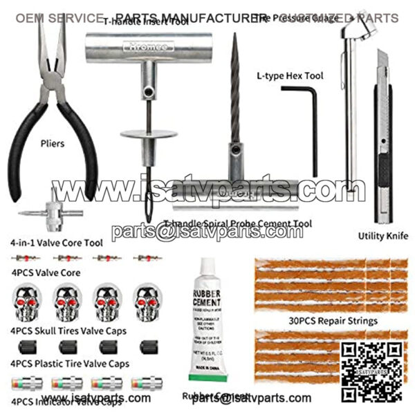 56 Pieces Tire Repair Tools Kit for Car, Trucks, Motorcycle, ATV, RV Universal Emergency Flat Tire Puncture Repair Patch Set with Portable Bag - Image 2