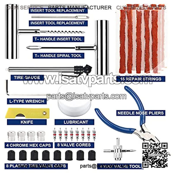 Emergency Tire Repair Kit, with Universal 46PCS Tire Plug Kit & Tire Repair Tools to Fix Punctures and Plug Flats for Car/Motorcycle/Truck/Tractor/Trailer/RV/ATV - Image 2