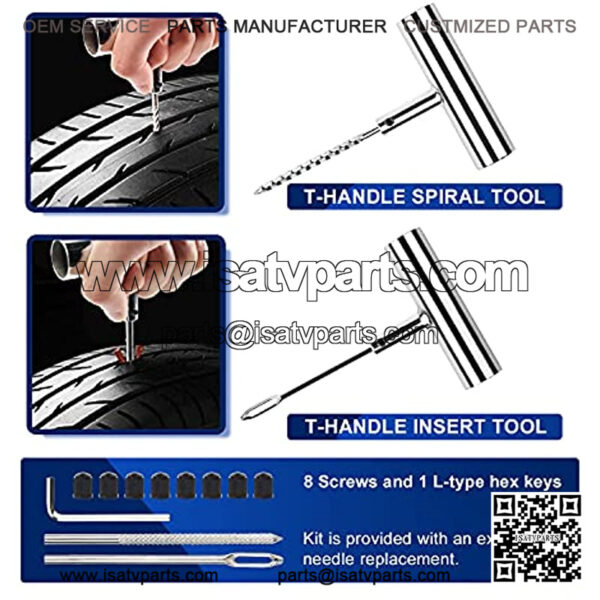 Emergency Tire Repair Kit, with Universal 46PCS Tire Plug Kit & Tire Repair Tools to Fix Punctures and Plug Flats for Car/Motorcycle/Truck/Tractor/Trailer/RV/ATV - Image 3