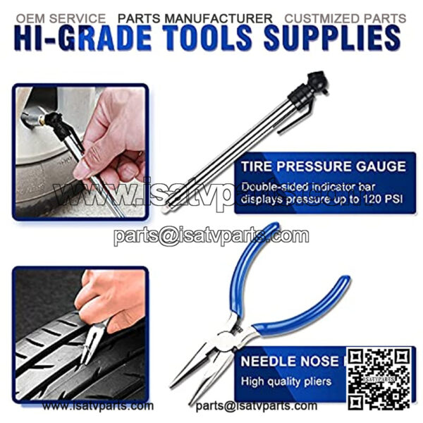 Emergency Tire Repair Kit, with Universal 46PCS Tire Plug Kit & Tire Repair Tools to Fix Punctures and Plug Flats for Car/Motorcycle/Truck/Tractor/Trailer/RV/ATV - Image 4