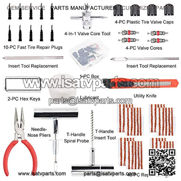 70PCS Tire Repair Kit, Heavy Duty Tire Plug Kit, with Universal Tire Repair Tools to Fix Punctures and Plug Flats for Car/Motorcycle/Truck/Tractor/Trailer/RV/ATV - Image 2