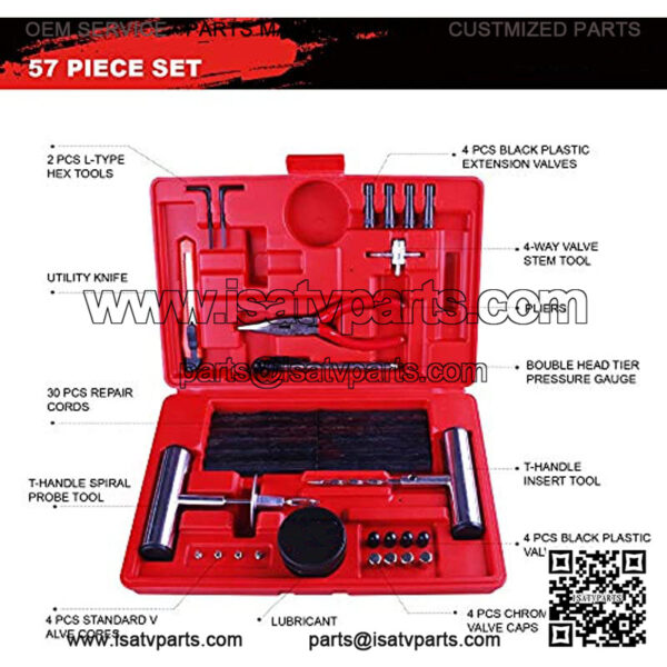 Heavy Duty Tire Repair Tools Kit - 57 PCS Set Truck Tool Box for Motorcycle, ATV, Jeep, Truck, Tractor Flat Tire Plug Kit - Image 2