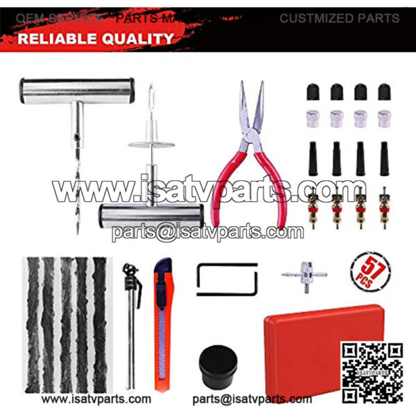 Heavy Duty Tire Repair Tools Kit - 57 PCS Set Truck Tool Box for Motorcycle, ATV, Jeep, Truck, Tractor Flat Tire Plug Kit - Image 3