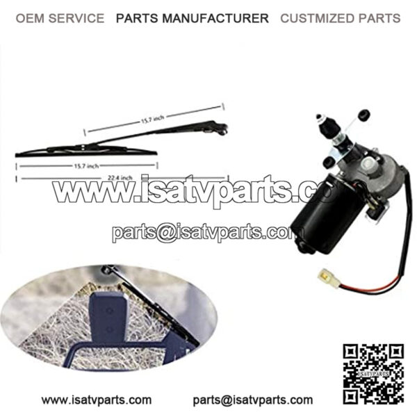 12V Universal Electric Windshield Wiper Motor Kit Fits for UTV ATV Hard Coated Or Glass Windshields, Upgraded Wiper Motor Kit - 110?? Sweep, 15.7" Arm, 15.7" Blade - Image 2
