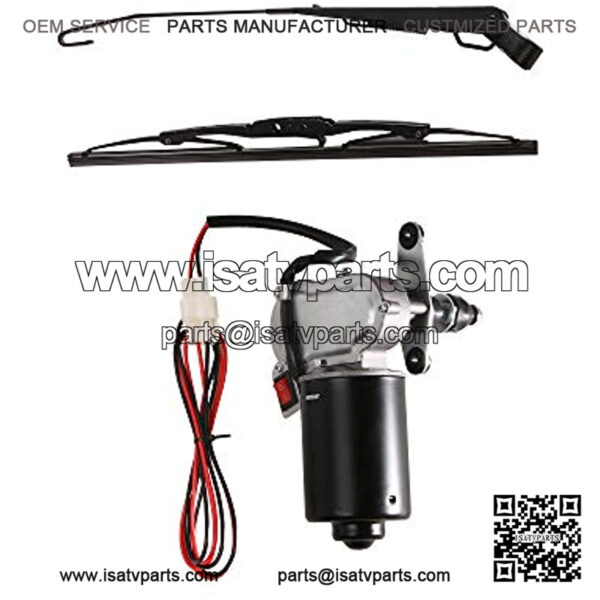 12V Universal Electric Windshield Wiper Motor Kit Fits for UTV ATV Hard Coated Or Glass Windshields, Upgraded Wiper Motor Kit - 110?? Sweep, 15.7" Arm, 15.7" Blade - Image 4