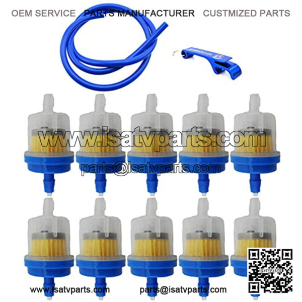 TC-Motor 1 Meter Gas Fuel Hose Line Pipe 10pcs Fuel Filter Universal For Dirt Pit Bike ATV Quad Go Kart Buggy Scooter Moped Snowmobile Motorcycle Motocross (Blue)