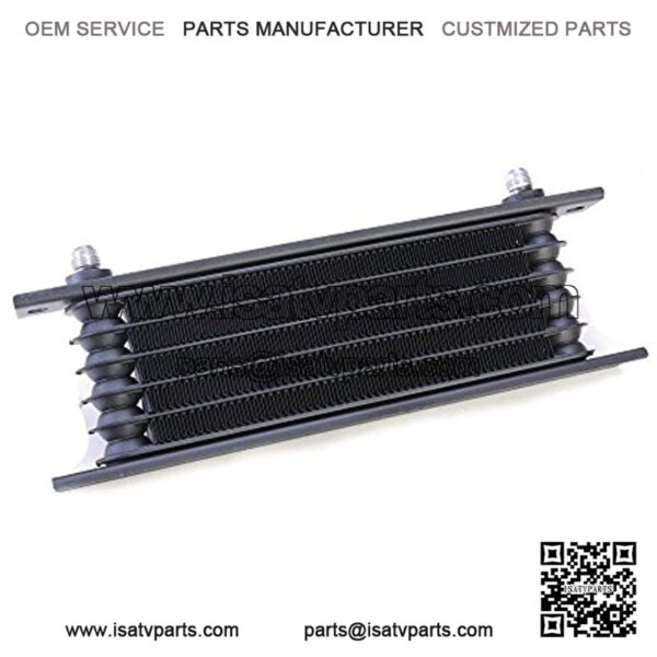 Universal Oil/Automatic Transmission Fluid ATF Cooler, 6 Rows, Compact Core Size 10x3.4x1.4" (260x85x35mm), 6AN Adapters, Black