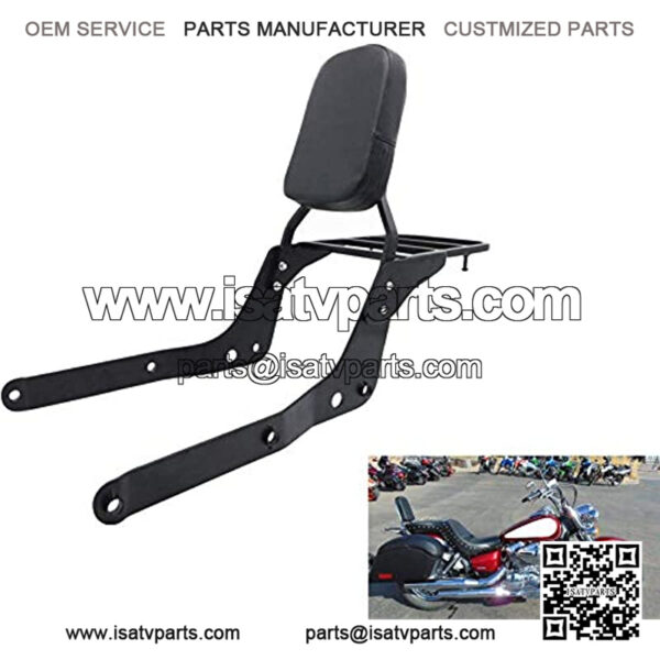 Sissy Bar with Luggage Rack and Comfortable Pad Compatible with Honda Shadow Aero 750 VT750C 2001-2020 (New Black)