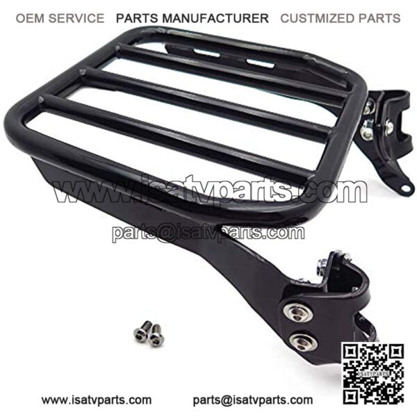 US-TGHD-BR-R007-BK- Sport Luggage Rack For Holdfast Sissy Bar Upright Black Compatible With 18-later FLDE FLHC FLHCS FLSL FXBB