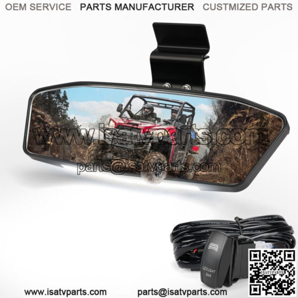 Rear View Center Mirror w/ LED Light For Polaris Ranger 1000 XP 900 500 570 Crew