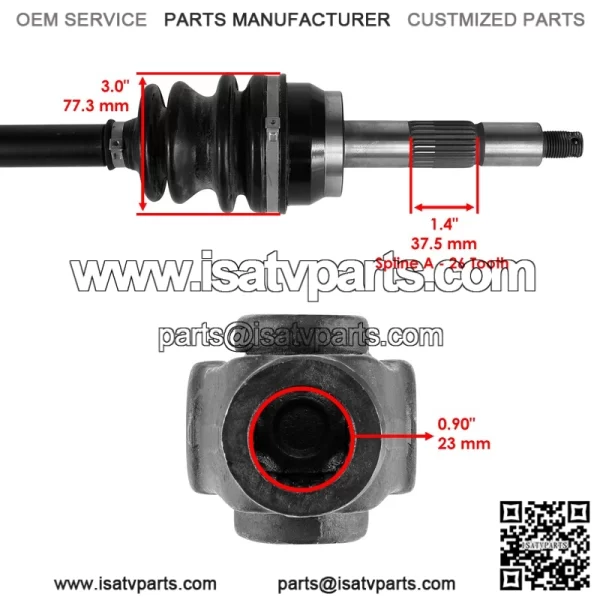 Polaris Scrambler 500 1997-1998 Front Right CV Joint Axle (BTB 138 Stamped) - Image 3