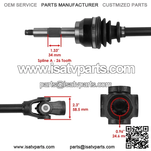 Polaris Scrambler 400/500 4X4 1997-2003 Front CV Joint Axle (BTB) - Image 3